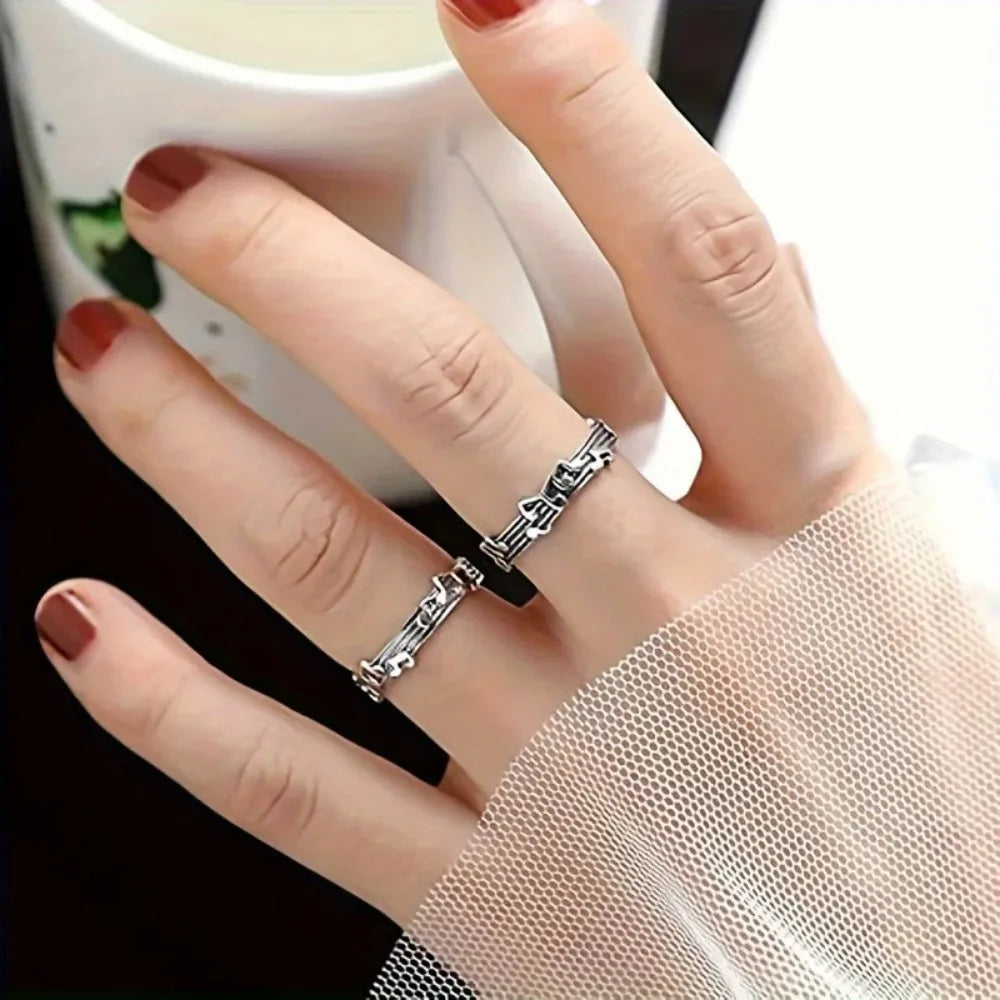 Women Simple Music Note Statement Ring,