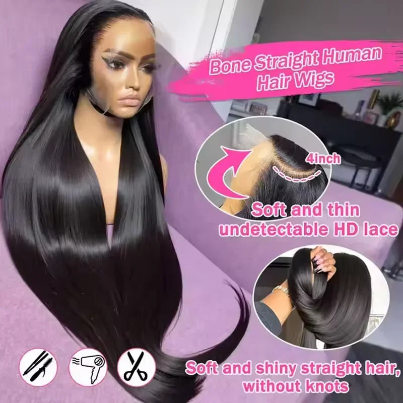 Human Hair Wig Straight Glueless