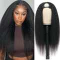 Synthetic Natural Black Kinky Straight U Part Wig Yaki Straight Wigs for Women Daily Party Use