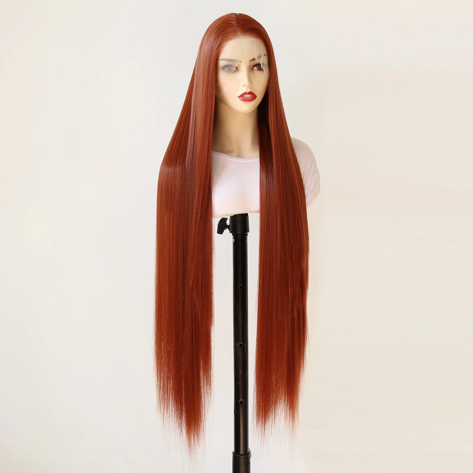 40inch Ginger Brown Wig 13x4 Synthetic Lace Front Wig Long Straight Lace Front Synthetic Wig Pre Plucked Heat Resistant Fiber