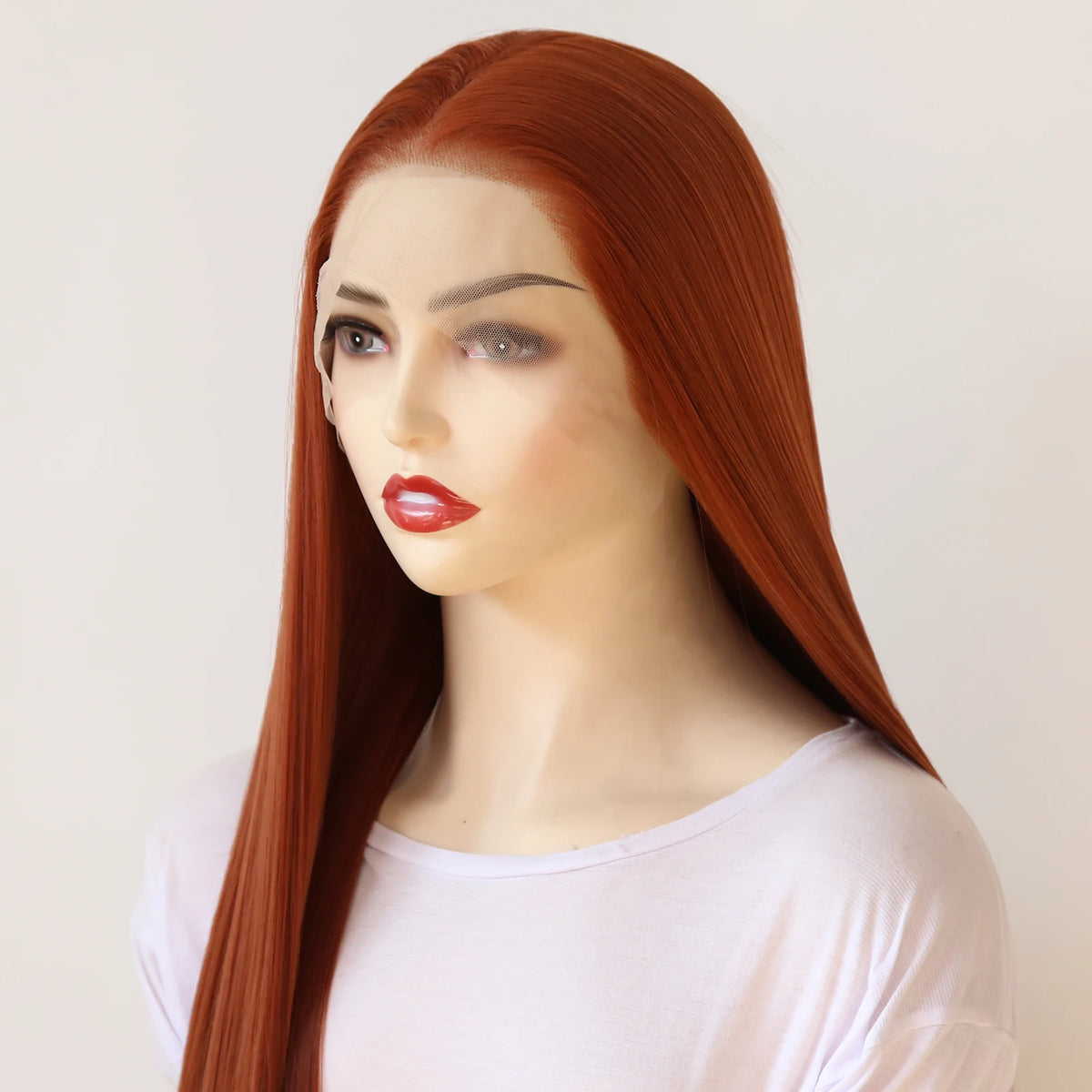 40inch Ginger Brown Wig 13x4 Synthetic Lace Front Wig Long Straight Lace Front Synthetic Wig Pre Plucked Heat Resistant Fiber