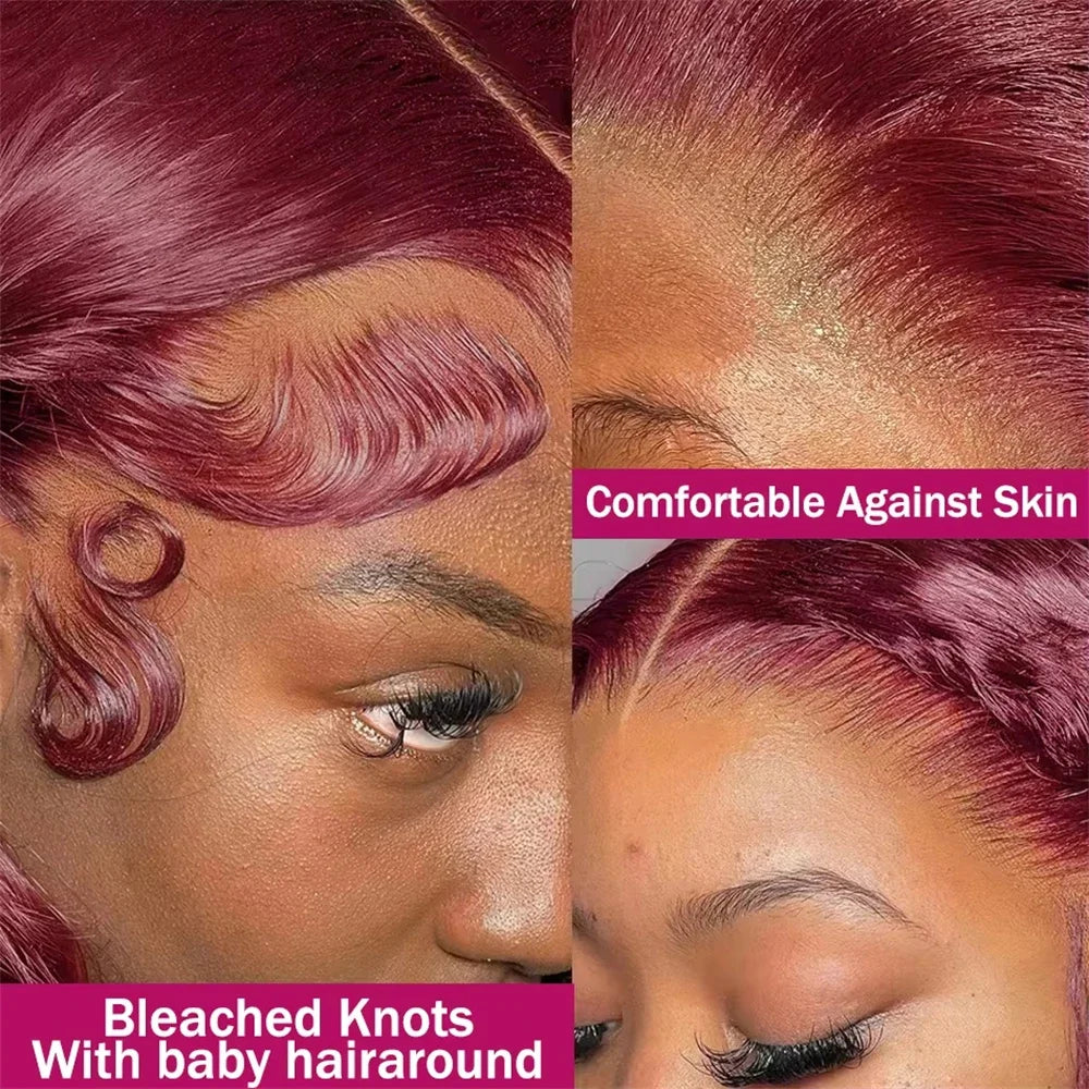 99J Burgundy 13x6 Hd Lace Frontal Wig Water Wave Curly 13x4 Red Remy Human Hair Preplucked Brazilian Colored Hair Wigs For Women