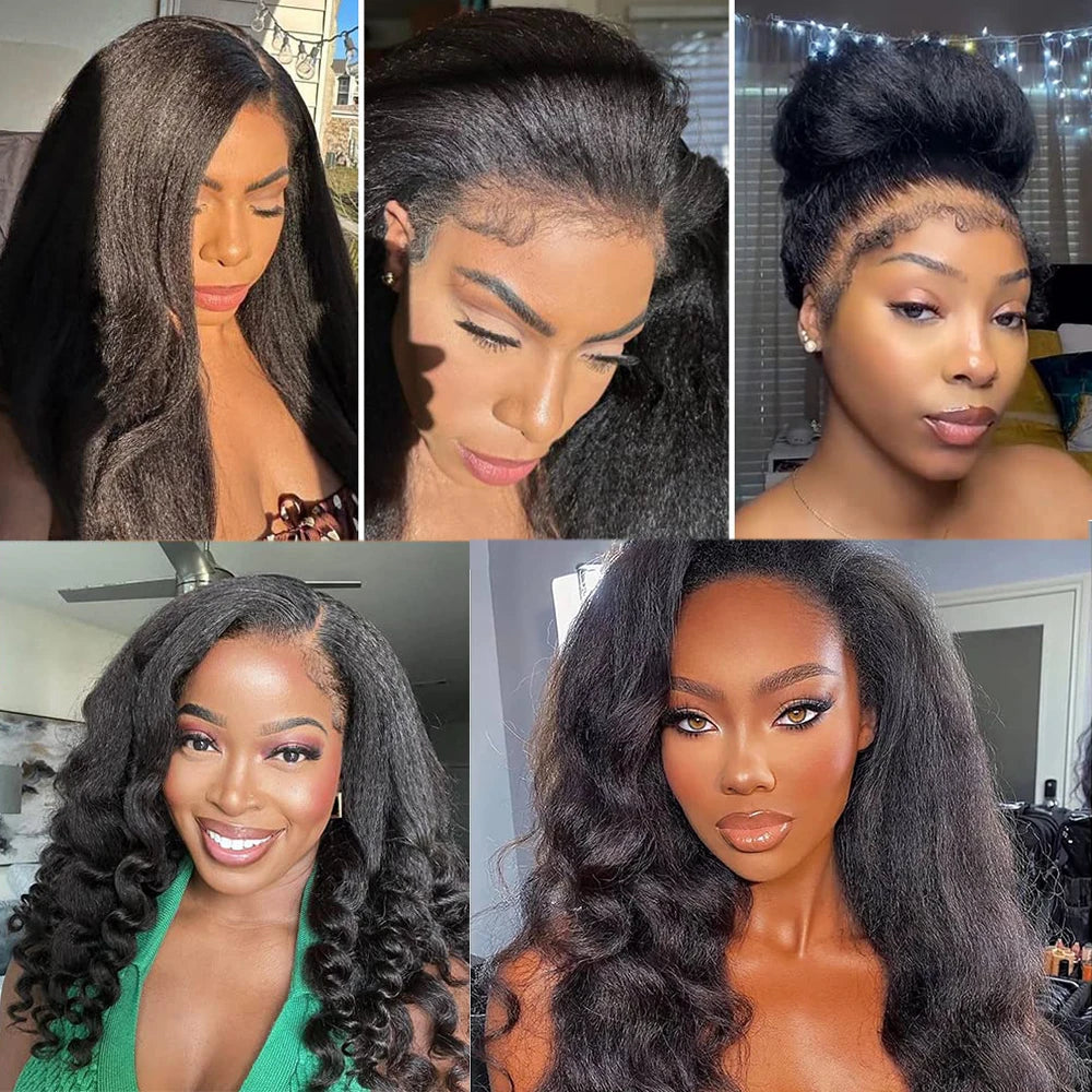 Kinky Straight Wig 4C Edges Baby Hair 13x6 Transparent Lace Front Wig Human Hair Pre Plucked 13x4 Yaki Straight Human Hair Wigs