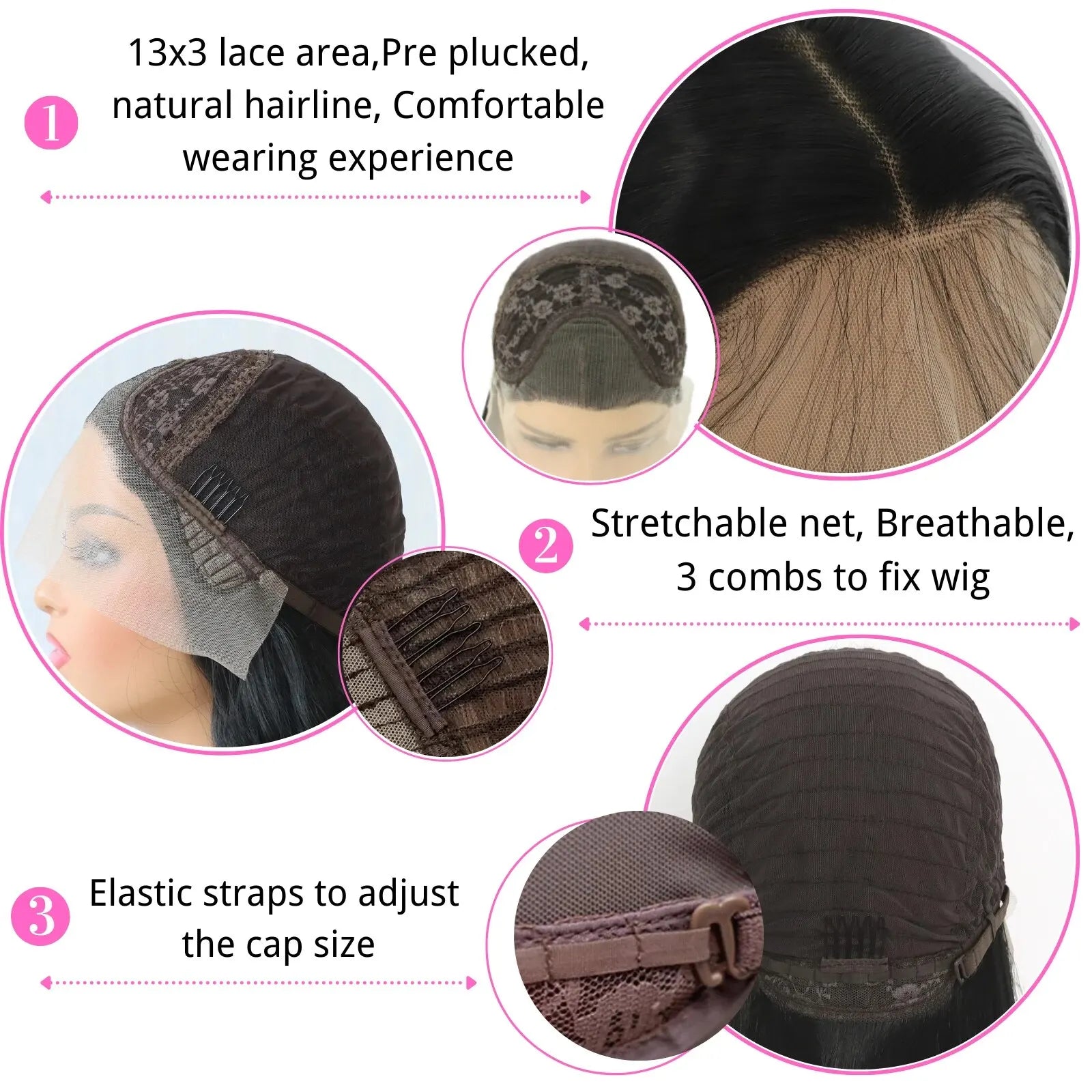 Long Straight Black Lace Front Wig Glueless