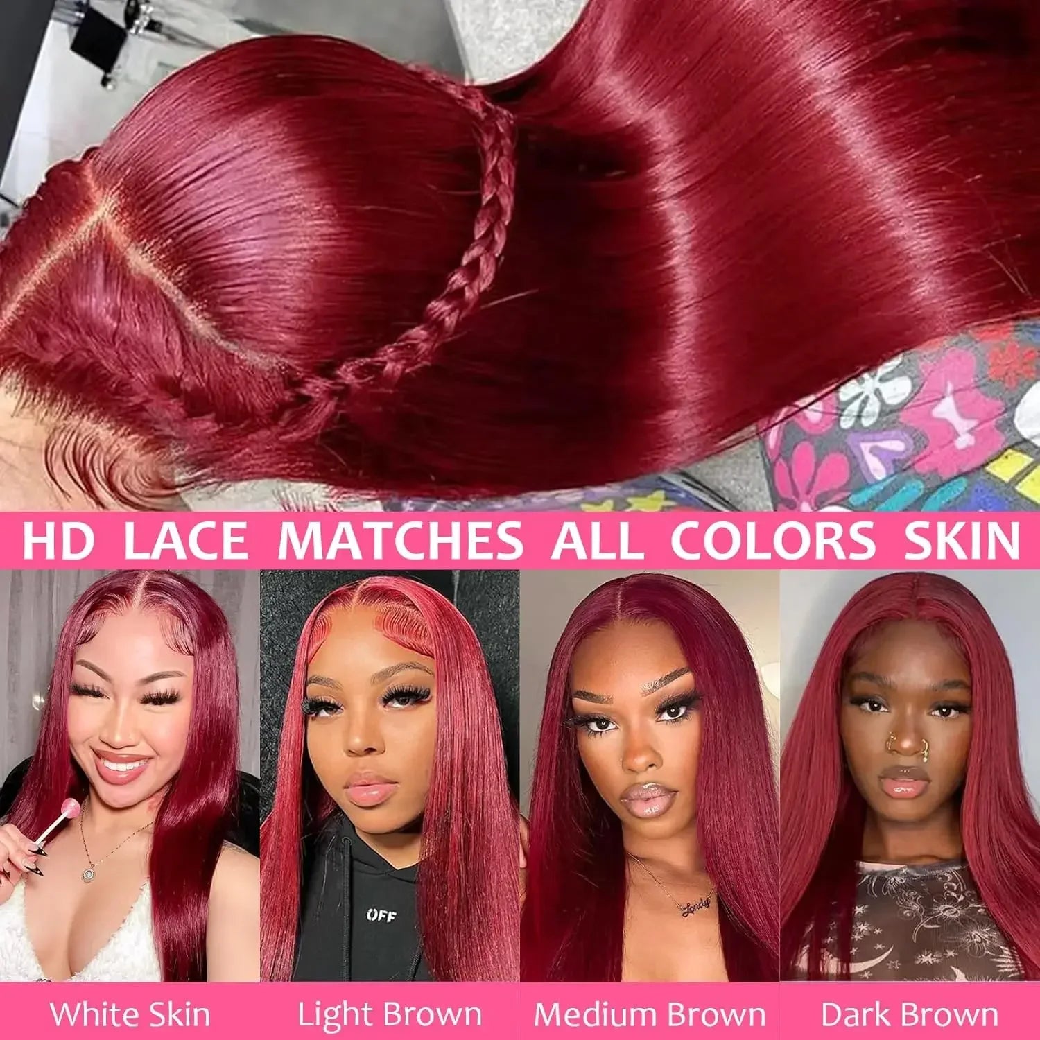 Burgundy 13x6 Hd Lace Frontal Human Hair Wig On Sale 30 36 Inch Bone Straight Lace Front 99J Colored Human Hair Wigs For Women