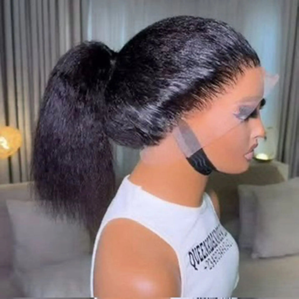 Yaki Kinky Straight 13X4X1HD Full Lace Frontal Wigs For Women Preplucked With Baby Hair Wedding Glueless Wigs Daily Ponytails