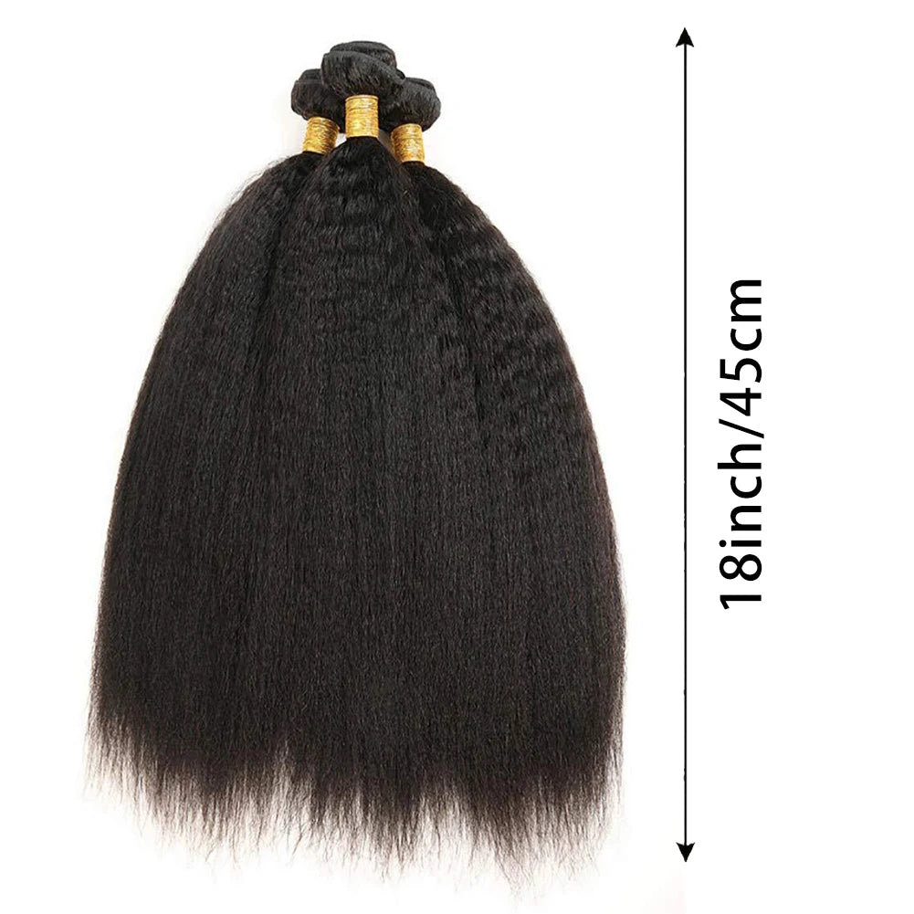 3 Packs Synthetic Kinky Straight Peruvian Wig Weave Bundles Heat-resistant Fiber Bundles Hair Extensions Women Coarse Yaki Weft