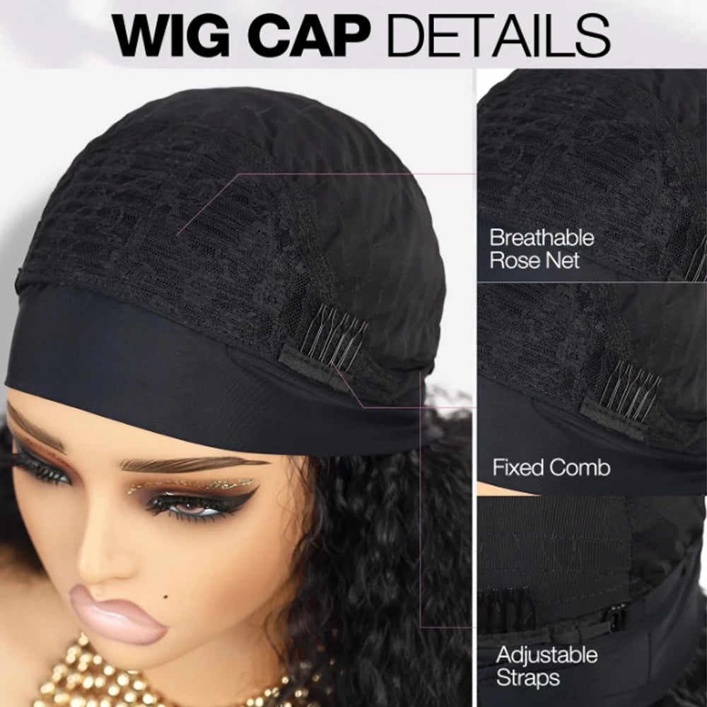Kinky Straight Burmese Curly Headband Wigs Glueless None Lace Wig Wear And Go Yaki Straight Headband Wig WIth Spiral Curly End