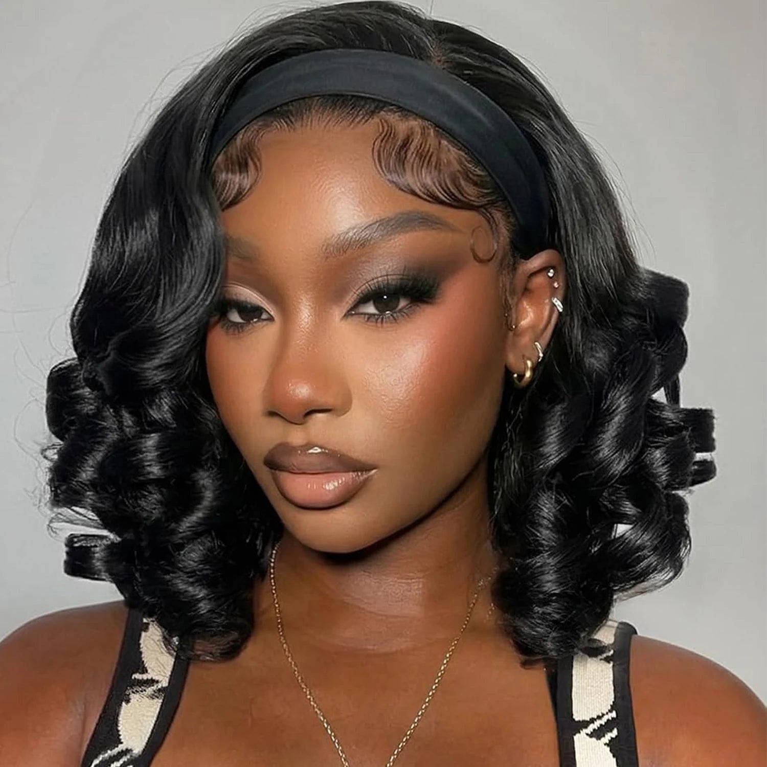 Synthetic Yaki Curly Headband Wigs for Black Women Kinky Straight Black Headband Curly Ends Wear and Go Glueless Half Wig