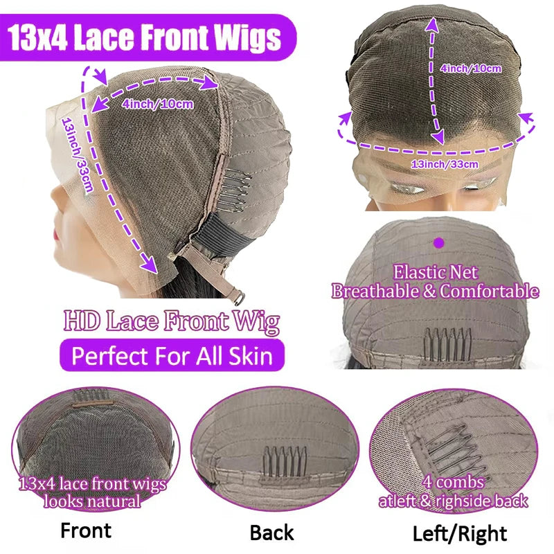 Burgundy Deep Wave 13x4 Lace Frontal Bob Wig 200% Density 99J Colored Remy Water Wave Frontal Human Hair Wigs Pre Plucked Wigs