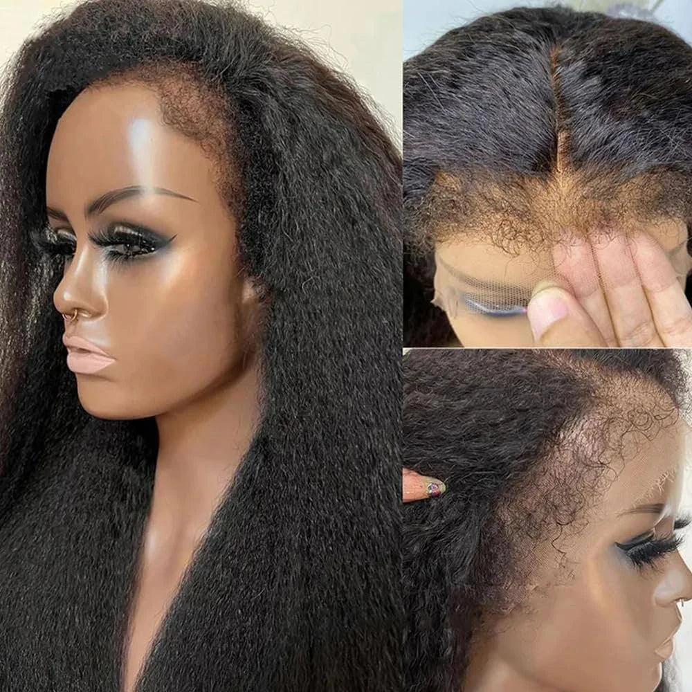 Kinky Straight Wig 4C Edges Baby Hair 13x6 Transparent Lace Front Wig Human Hair Pre Plucked 13x4 Yaki Straight Human Hair Wigs