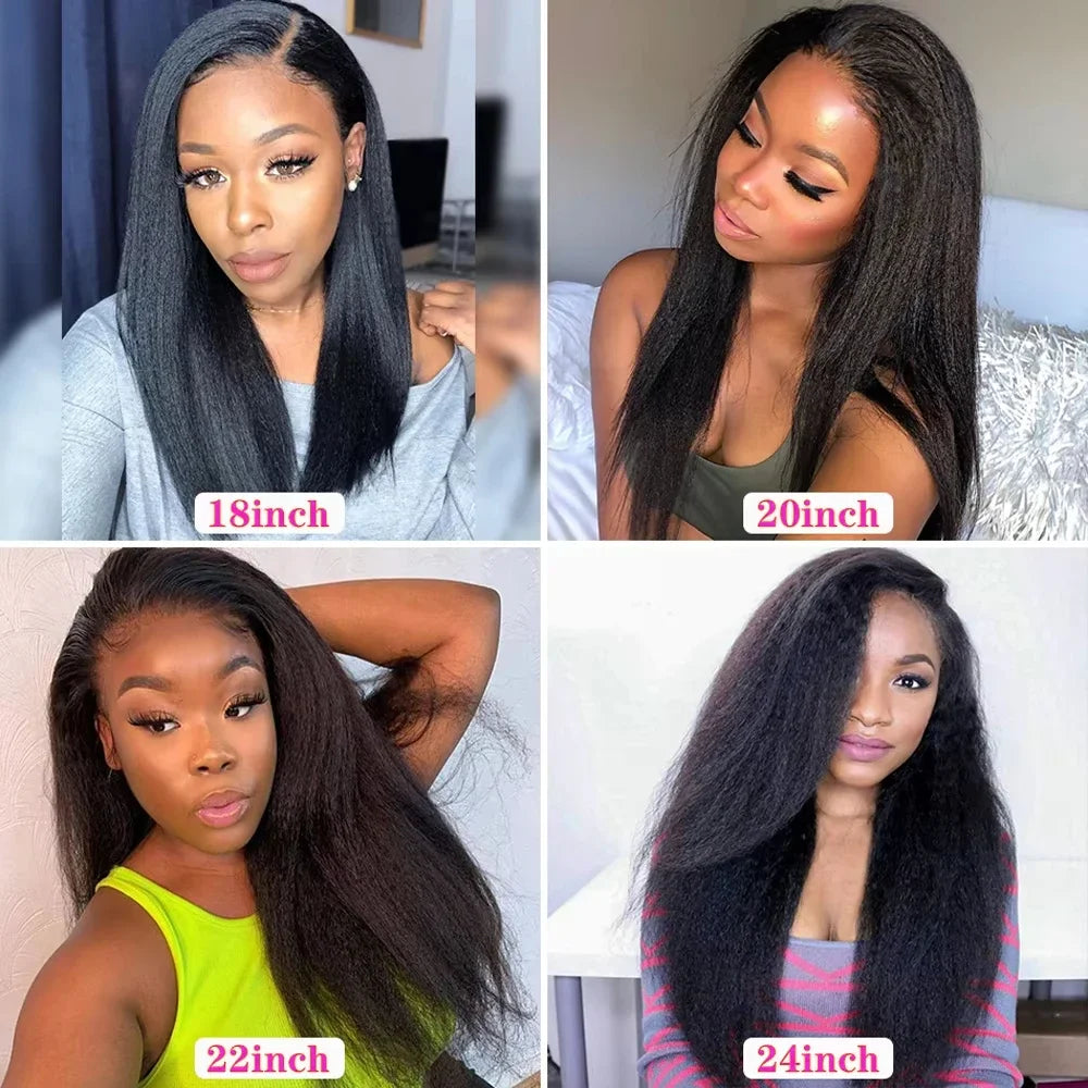 Kinky Straight Wig 4C Edges 13x6 HD Lace Frontal Wig Human Hai Yaki Straight Lace Front Wig 200% Density Full Hair Lace Wigs
