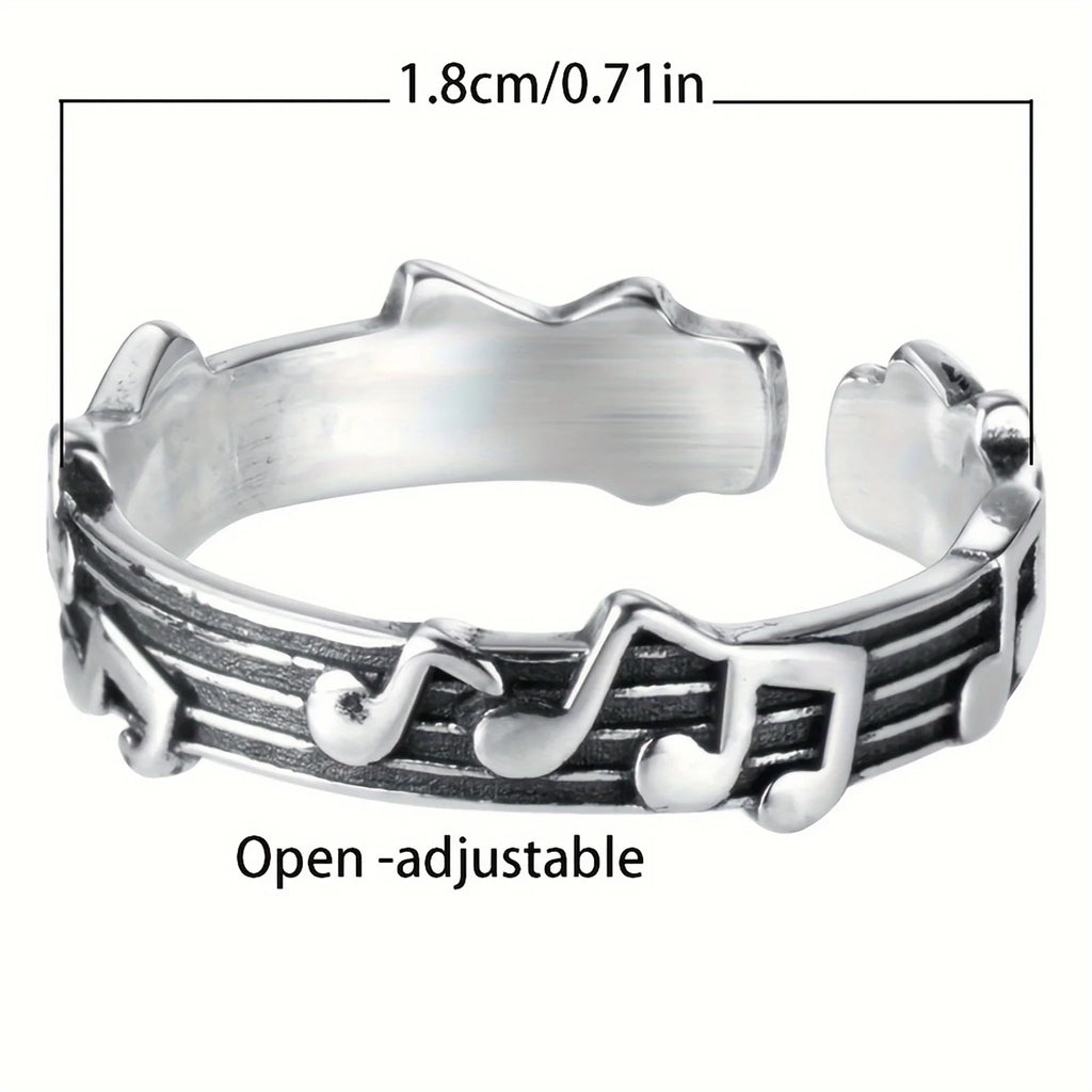 Women Simple Music Note Statement Ring,