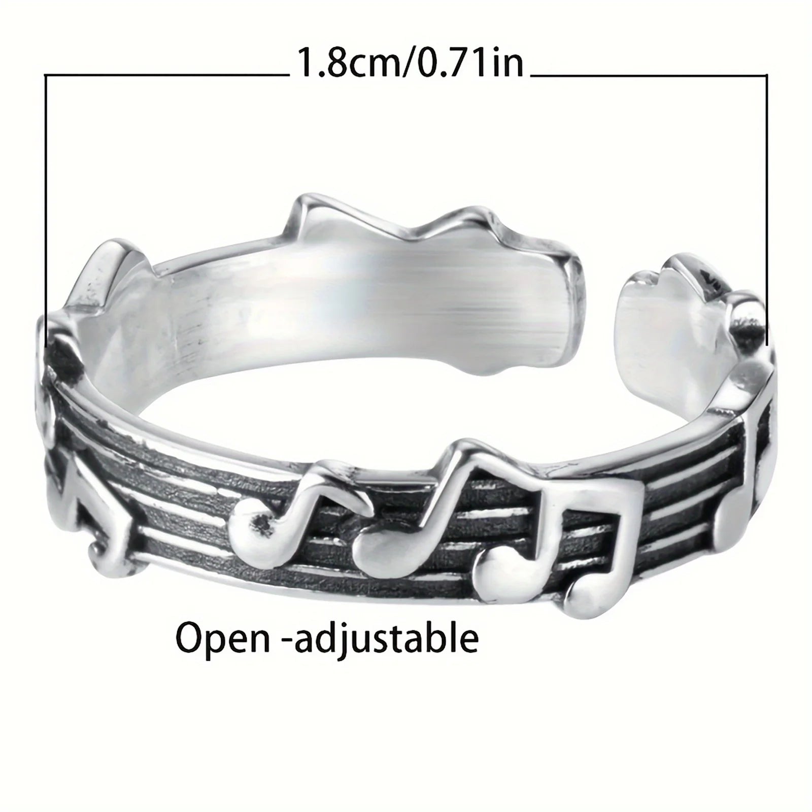 Women Simple Music Note Statement Ring,