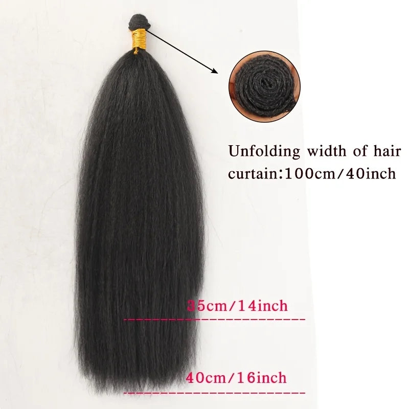 3 Packs Synthetic Kinky Straight Peruvian Wig Weave Bundles Heat-resistant Fiber Bundles Hair Extensions Women Coarse Yaki Weft