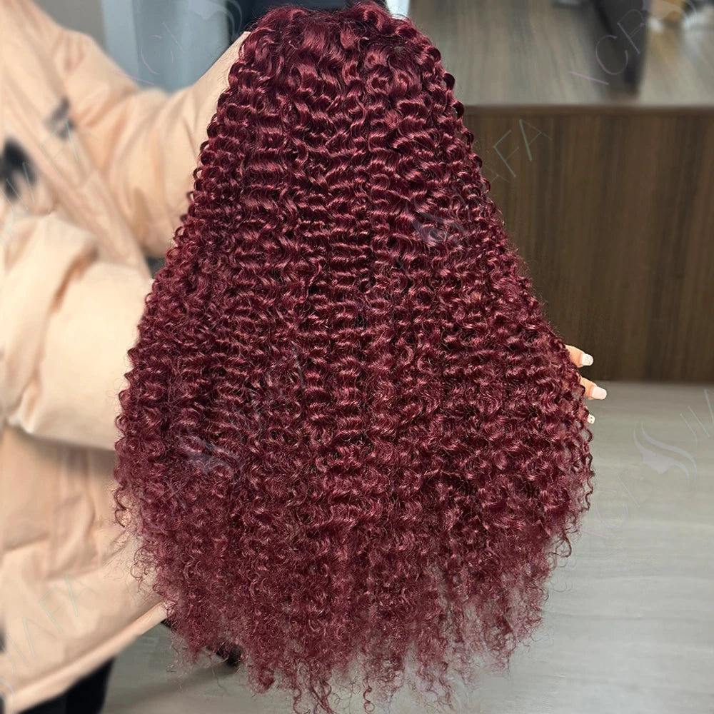 Burgundy Curly Wigs Human Hair 99j 13x4 Lace Front Deep Wave 100% Human Hair Wigs Pre Plucked 13X6 HD Lace Wine Red Colored Wig