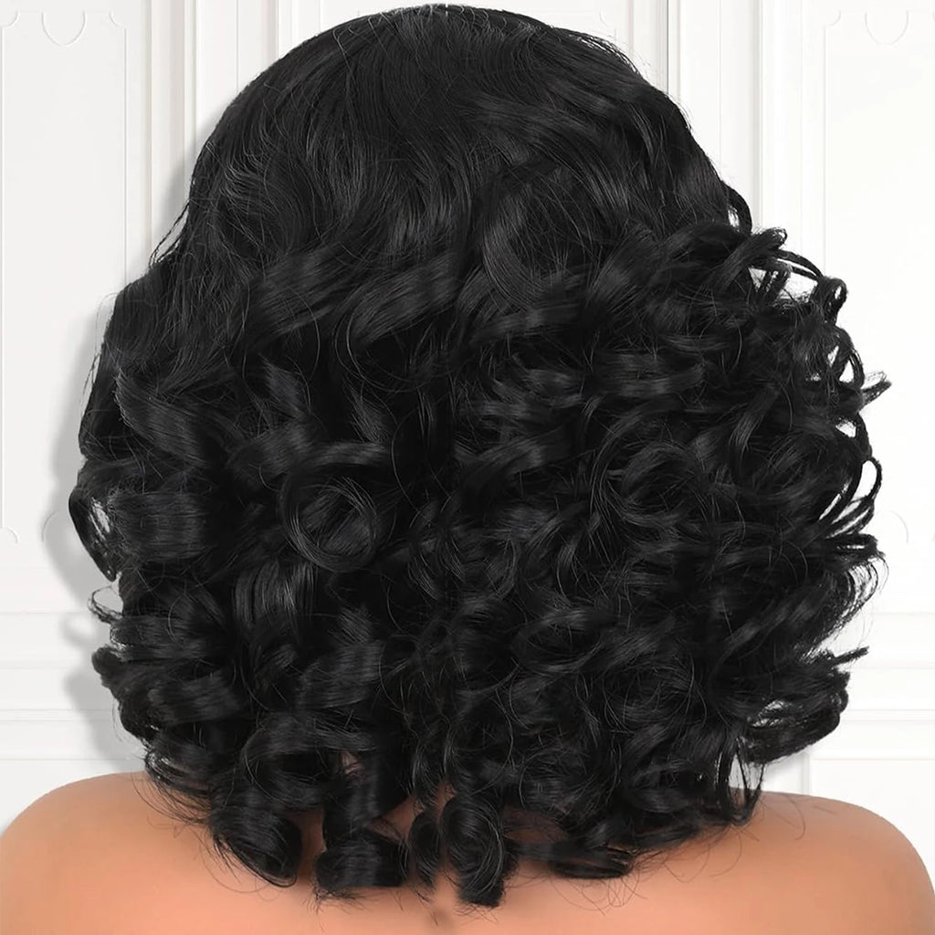 Synthetic Yaki Curly Headband Wigs for Black Women Kinky Straight Black Headband Curly Ends Wear and Go Glueless Half Wig