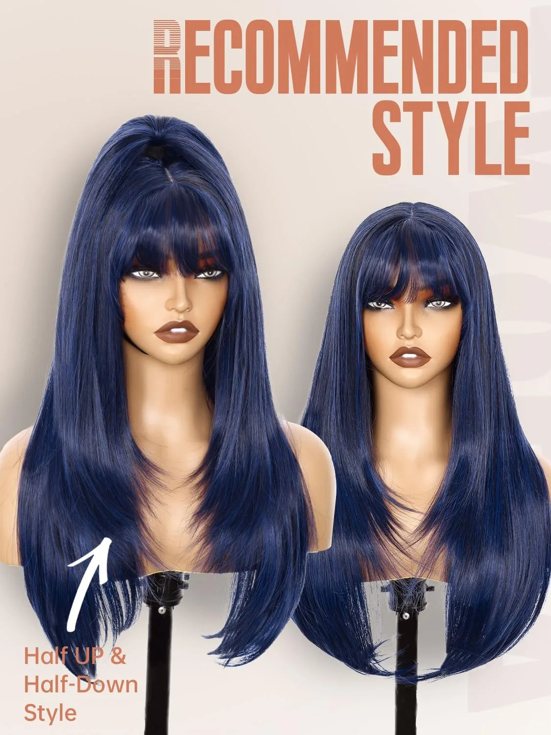Ginger Orange Short Layered Cut Straight Lace Front Wig With Bangs 13x4 HD Lace Glueless Synthetic Daily Wear On Clearance Sale