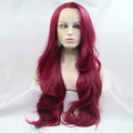 Synthetic Burgundy Lace front wigs  Heat Resistant Fiber Long Wavy Wig Burgundy Wine Wigs Side Part
