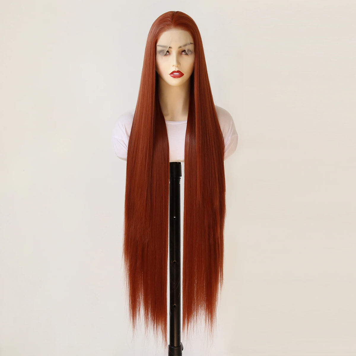 40inch Ginger Brown Wig 13x4 Synthetic Lace Front Wig Long Straight Lace Front Synthetic Wig Pre Plucked Heat Resistant Fiber