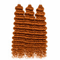350 Ginger Orange Deep Wave Feather Crochet Miracle Knots Human Hair Extensions Knotless Invisible Pre Separated Boho Braids