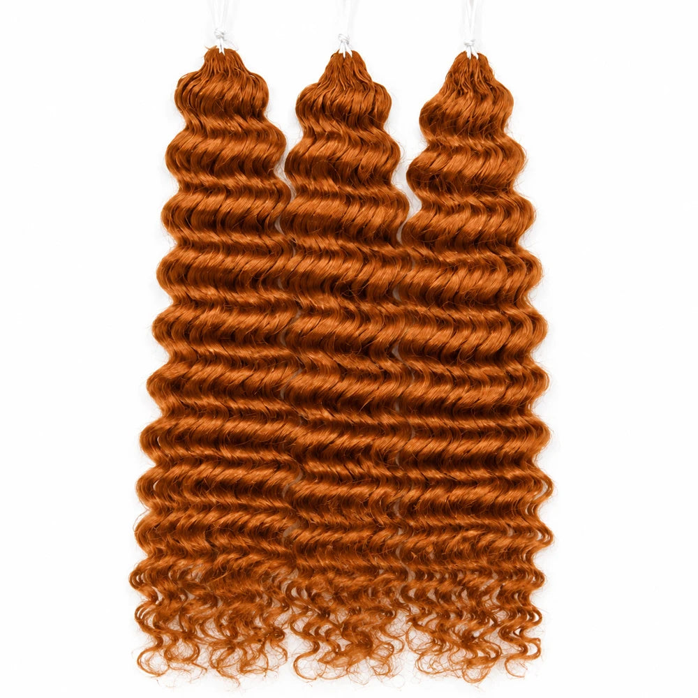 350 Ginger Orange Deep Wave Feather Crochet Miracle Knots Human Hair Extensions Knotless Invisible Pre Separated Boho Braids