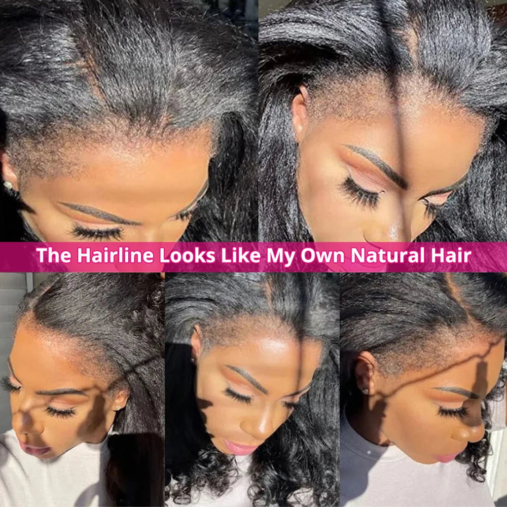 Kinky Straight Wig 4C Edges Baby Hair 13x6 Transparent Lace Front Wig Human Hair Pre Plucked 13x4 Yaki Straight Human Hair Wigs