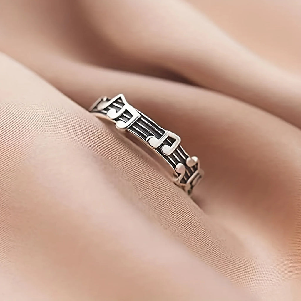 Women Simple Music Note Statement Ring,