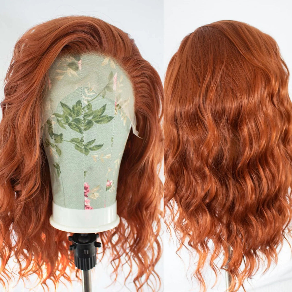 Ginger Orange Synthetic Lace Front Wig Short Curly Bob Wig Deep Wave Ginger Brown Auburn Colored Short Wavy Hair Wigs for Women