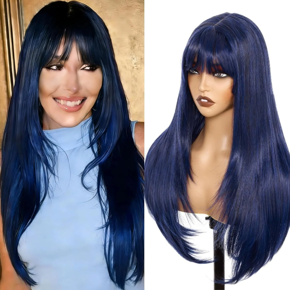 Ginger Orange Short Layered Cut Straight Lace Front Wig With Bangs 13x4 HD Lace Glueless Synthetic Daily Wear On Clearance Sale