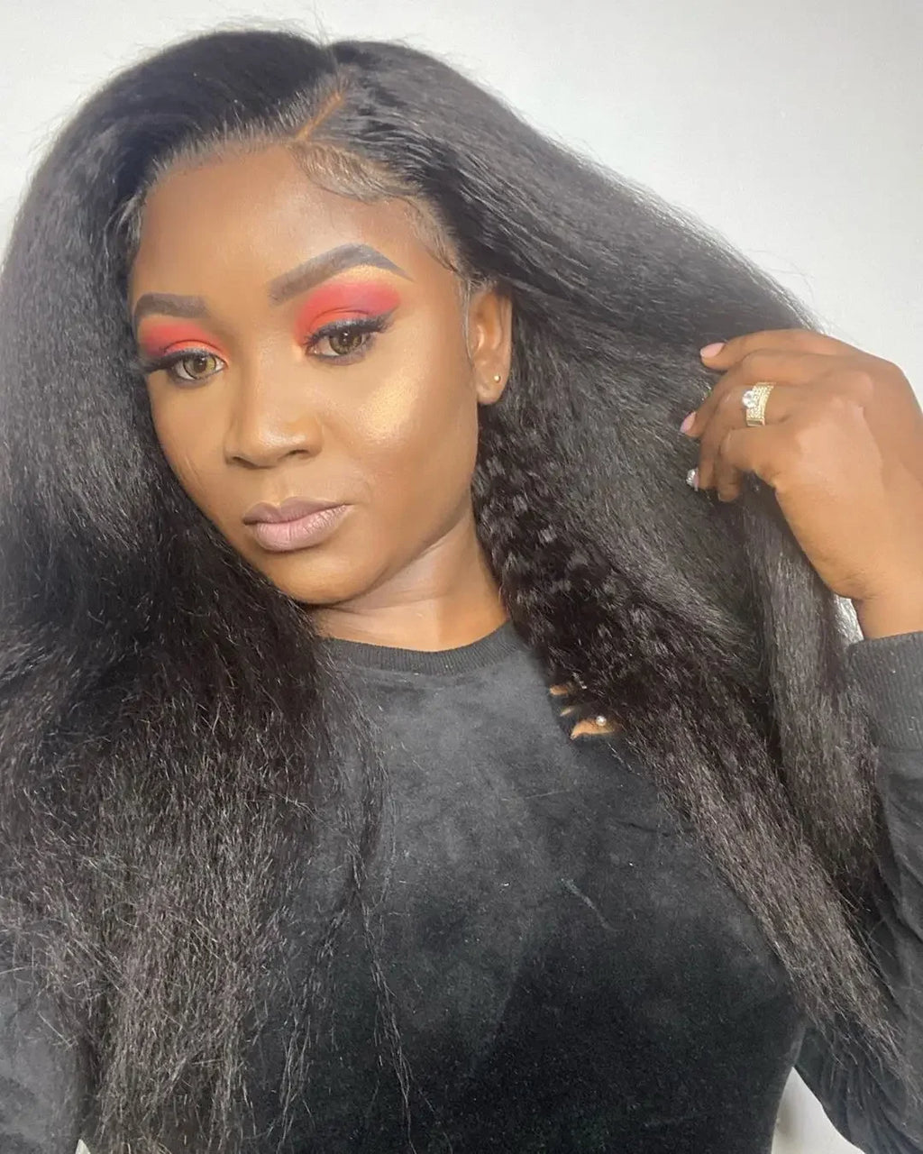 V Part Wig Kinky Straight 220% density Human Hair Wigs Yaki Straight Glueless Wigs Human Hair for Women Invisible Hairline Wigs
