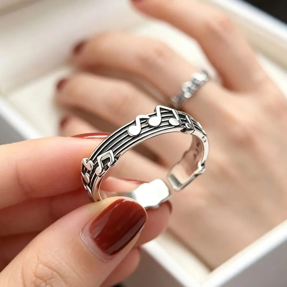 Women Simple Music Note Statement Ring,