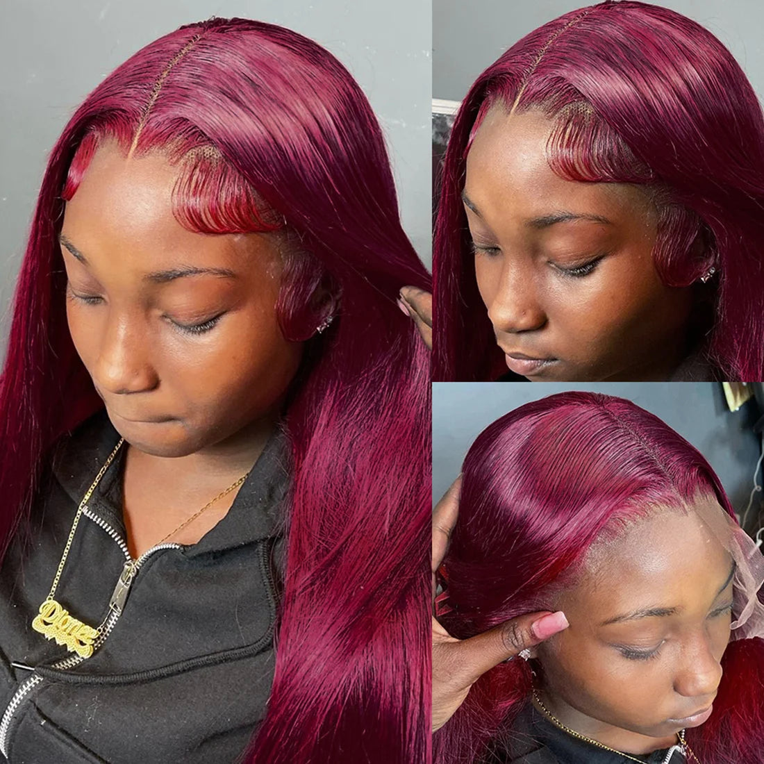 Burgundy 13x6 Hd Lace Frontal Human Hair Wig On Sale 30 36 Inch Bone Straight Lace Front 99J Colored Human Hair Wigs For Women