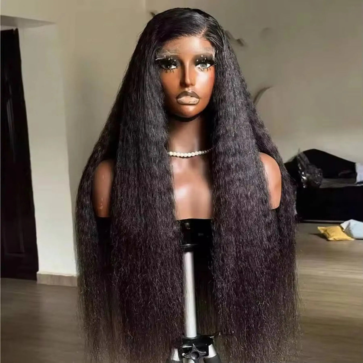 Yaki Kinky Straight 13X4X1HD Full Lace Frontal Wigs For Women Preplucked With Baby Hair Wedding Glueless Wigs Daily Ponytails