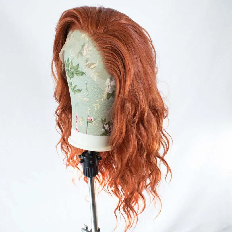 Ginger Orange Synthetic Lace Front Wig Short Curly Bob Wig Deep Wave Ginger Brown Auburn Colored Short Wavy Hair Wigs for Women