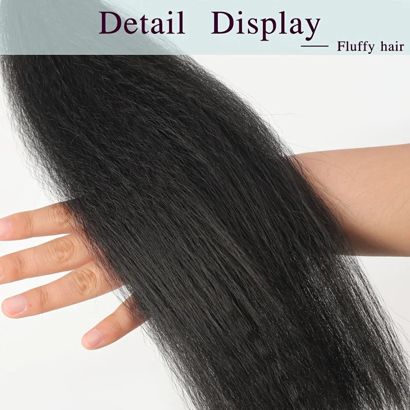 3 Packs Synthetic Kinky Straight Peruvian Wig Weave Bundles Heat-resistant Fiber Bundles Hair Extensions Women Coarse Yaki Weft