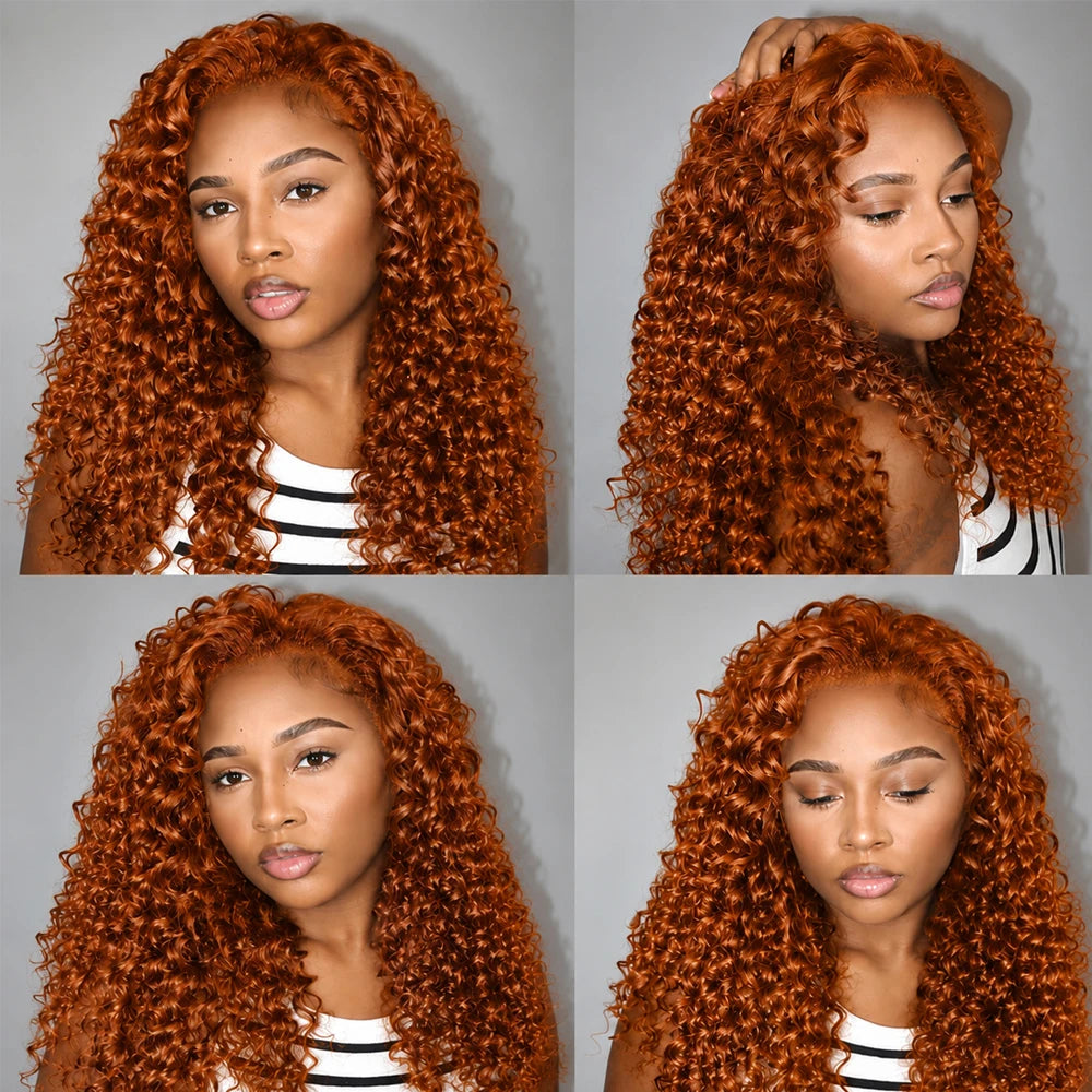 350 Ginger Orange Deep Wave Feather Crochet Miracle Knots Human Hair Extensions Knotless Invisible Pre Separated Boho Braids