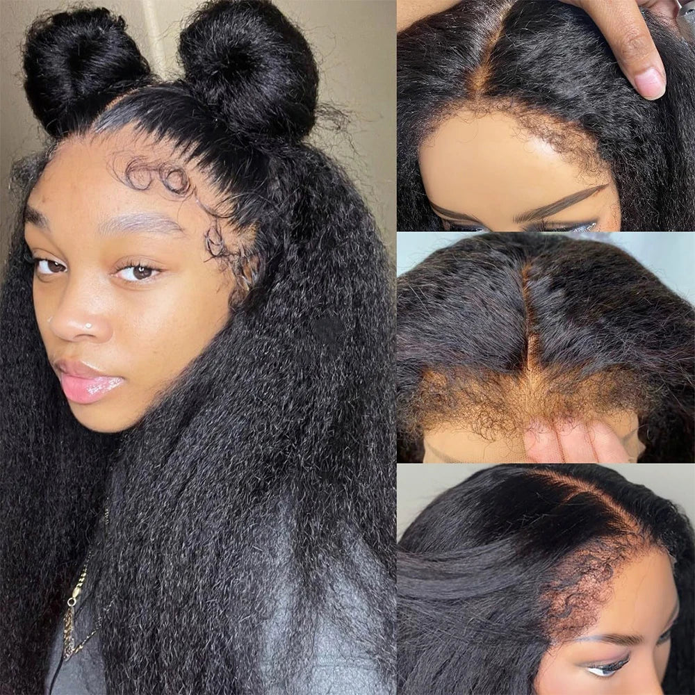 Kinky Straight Wig 4C Edges Baby Hair 13x6 Transparent Lace Front Wig Human Hair Pre Plucked 13x4 Yaki Straight Human Hair Wigs