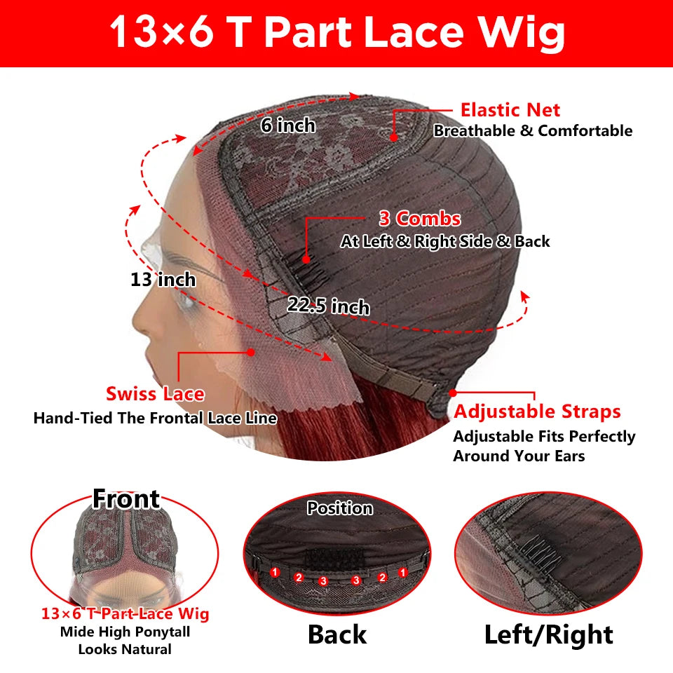 Ginger Orange HD Transparent Short Bob Human Hair Wigs Peruvian Highlight Straight 13x6x2 Lace Front Wig For Women Pre Plucked
