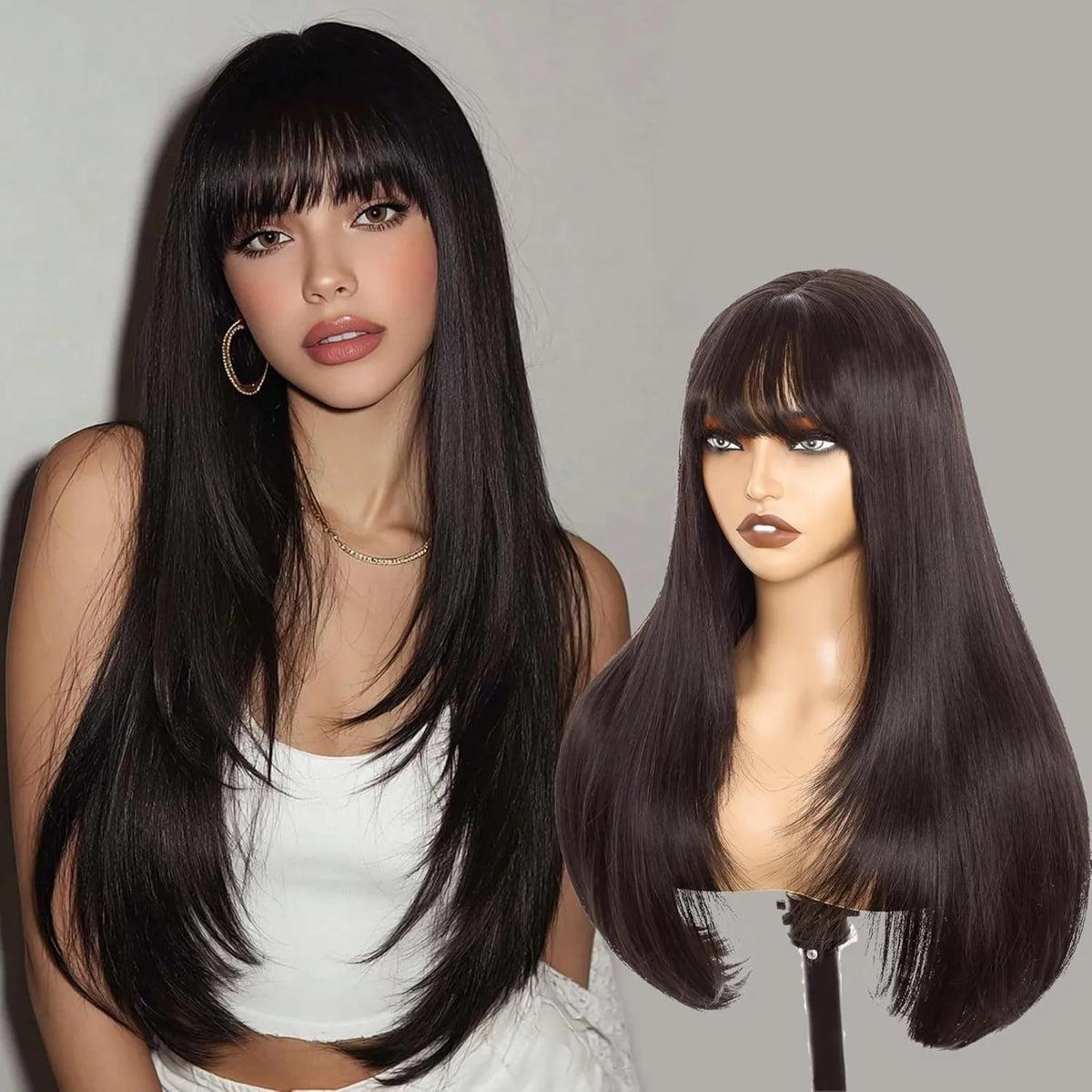 Ginger Orange Short Layered Cut Straight Lace Front Wig With Bangs 13x4 HD Lace Glueless Synthetic Daily Wear On Clearance Sale