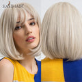 Short Wine Red Bob Wigs For Women Burgundy Bob Wigs With Thick Bangs Heat Resistant Synthetic Wig
