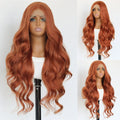 Ginger Orange 13X4 Lace Front Synthetic Wig Orange Long Body Wave Wig For Women Heat-resistant Fiber Wig 24Inch
