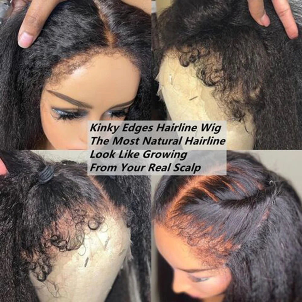 Kinky Straight Wig 4C Edges Baby Hair 13x6 Transparent Lace Front Wig Human Hair Pre Plucked 13x4 Yaki Straight Human Hair Wigs
