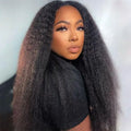 Kinky Straight Wig 4C Edges 13x6 HD Lace Frontal Wig Human Hai Yaki Straight Lace Front Wig 200% Density Full Hair Lace Wigs
