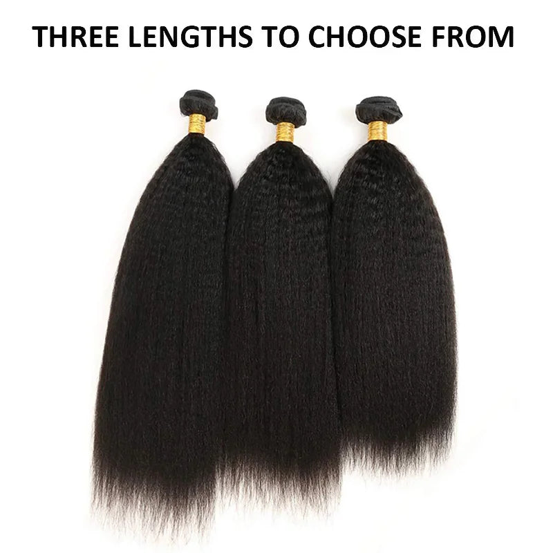 3 Packs Synthetic Kinky Straight Peruvian Wig Weave Bundles Heat-resistant Fiber Bundles Hair Extensions Women Coarse Yaki Weft