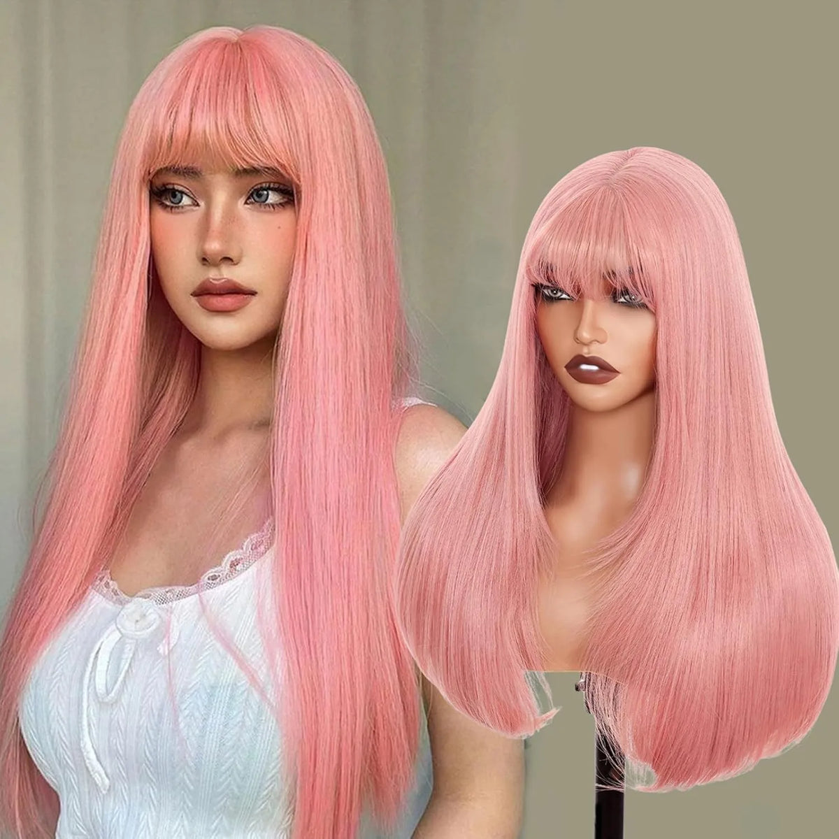 Ginger Orange Short Layered Cut Straight Lace Front Wig With Bangs 13x4 HD Lace Glueless Synthetic Daily Wear On Clearance Sale
