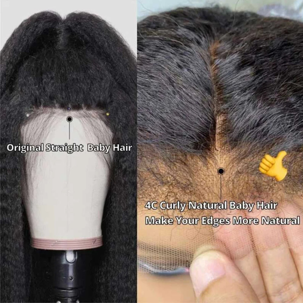 Kinky Straight Wig 4C Edges Baby Hair 13x6 Transparent Lace Front Wig Human Hair Pre Plucked 13x4 Yaki Straight Human Hair Wigs