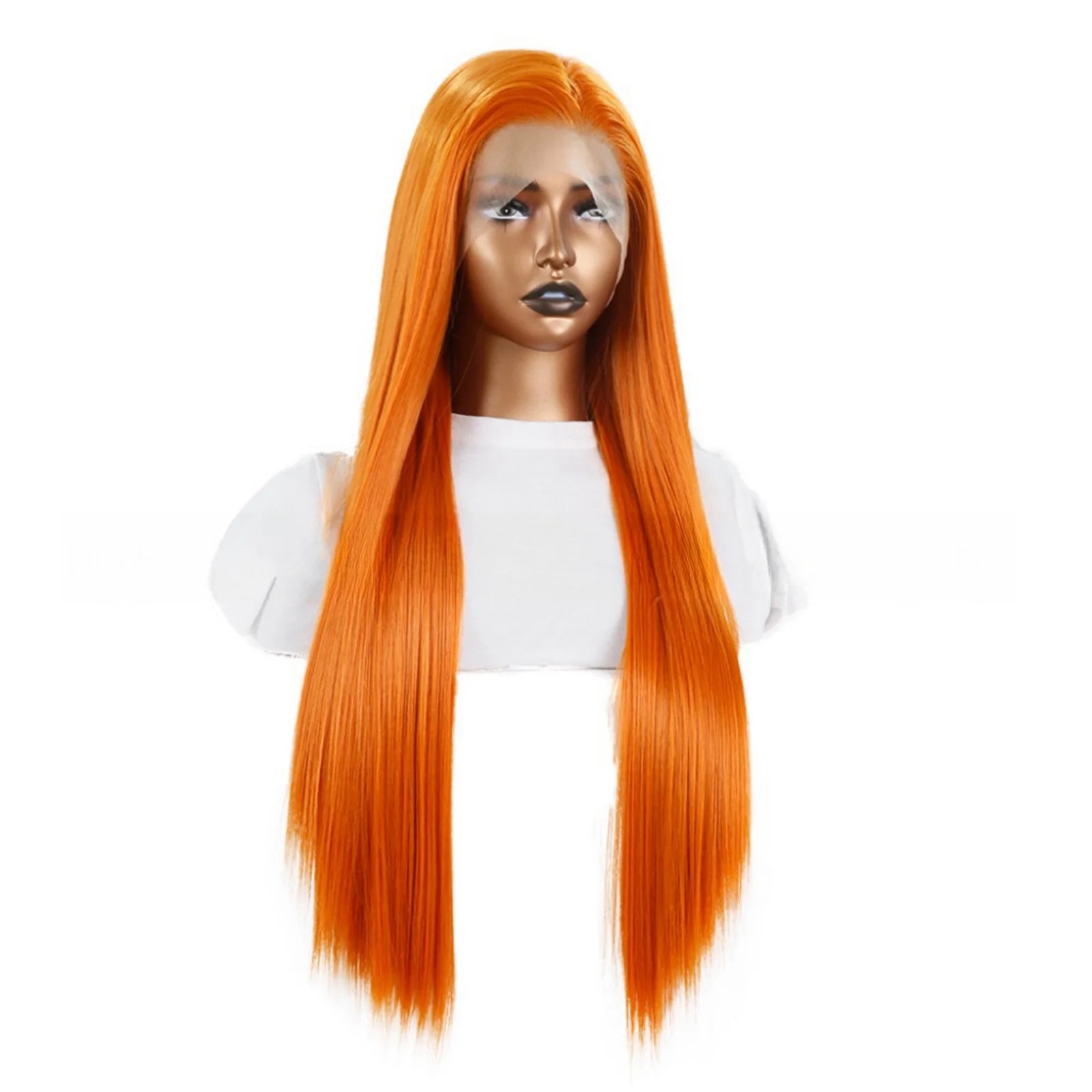 Orange Wig Long Straight Synthetic Lace Front Wig Glueless Wigs for Women Party Cosplay Bright Ginger Hair Lace Frontal Wigs