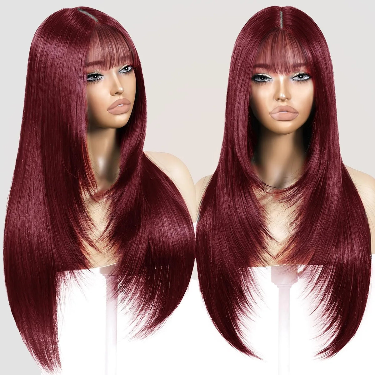 Ginger Orange Short Layered Cut Straight Lace Front Wig With Bangs 13x4 HD Lace Glueless Synthetic Daily Wear On Clearance Sale