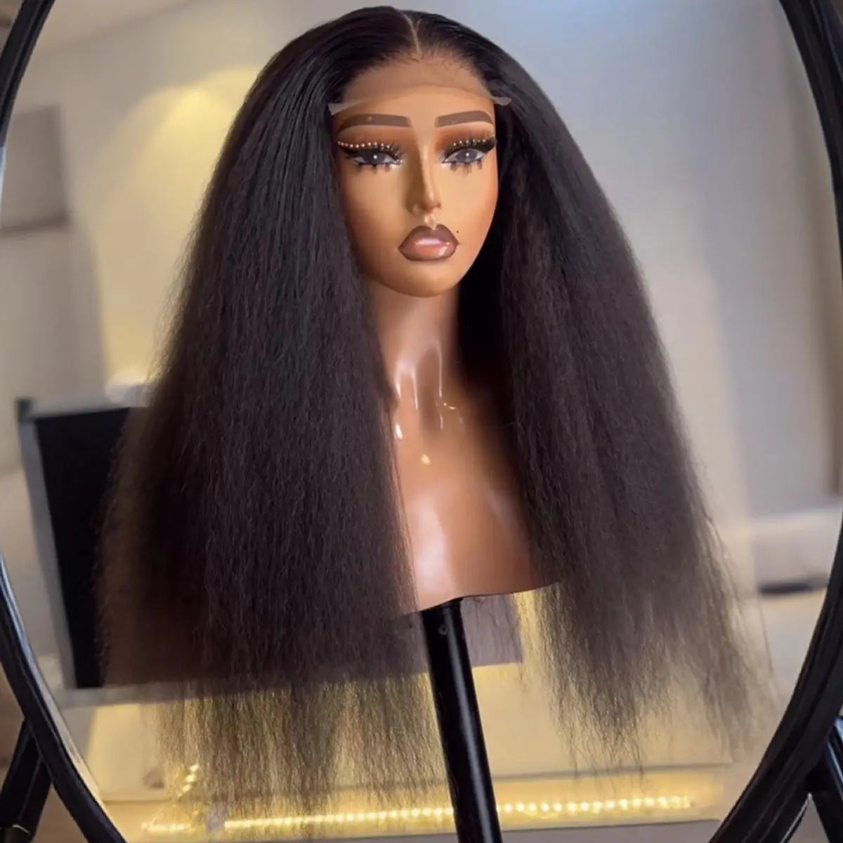 Yaki Kinky Straight 13X4X1HD Full Lace Frontal Wigs For Women Preplucked With Baby Hair Wedding Glueless Wigs Daily Ponytails